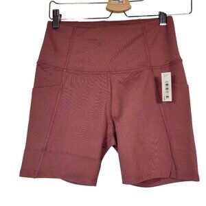 Core 10 Women's High-Waisted Yoga Shorts Slim Fit With Pockets Pink Small
